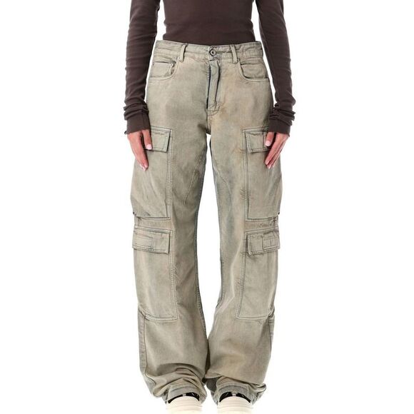 DRKSHDW Women's Distressed Wide Leg Cargo Pants Women GREY